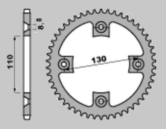 REAR SPROCKET ALUMINUM BLACK COLOR 4306 55 (-1) (CHAIN 420) CRF 150 07-22 (-1), CR 80/85 96-07, HONDA