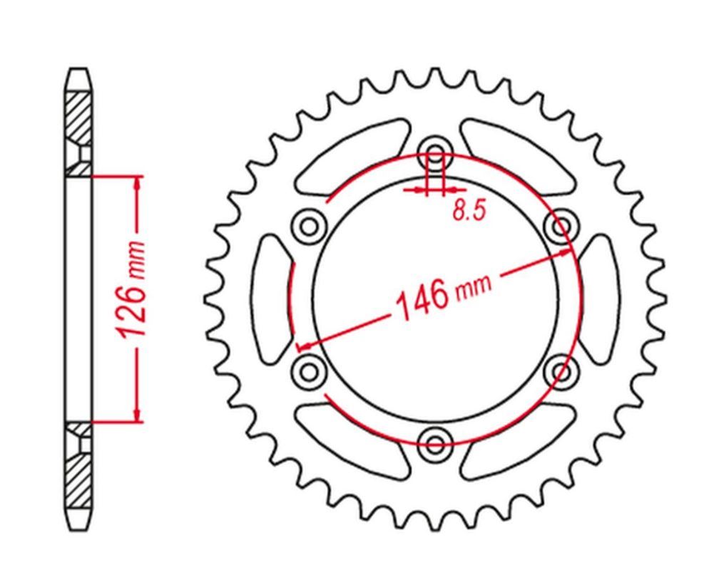 REAR SPROCKET ALUMINUM BLACK COLOR 808 47 RMZ 250/450, RM 125/250, DRZ 400 00-24 (JTR808.47), SUZUKI