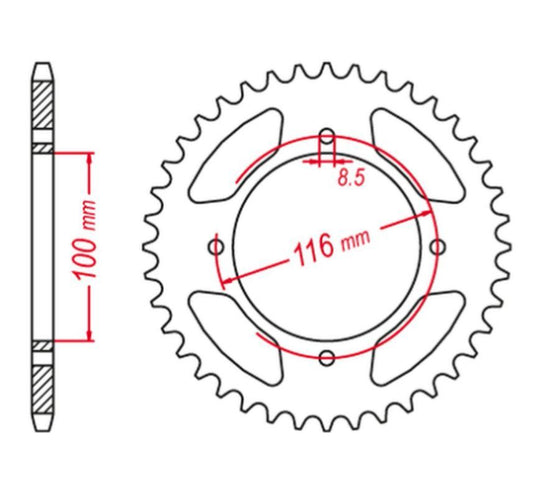 REAR SPROCKET ALUMINUM BLACK COLOR 467 52 (CHAIN 420) KX 100 00-21, KX 85 01-20, KX 80 98-00 (JTR461.52), KAWASAKI