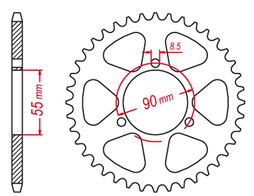REAR SPROCKET ALUMINUM BLACK COLOR 457 51 NAKED 04-09, 50 RS2 MATRIX/PRO 03-10 (JTR1077.47), RIEJU