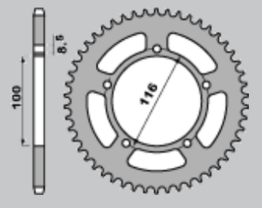 REAR SPROCKET ALUMINUM GREEN COLOR 464 52 RM 60 K3 03, KX 80 83-85, KX 60 83-03 (CHAIN 420), SUZUKI/KAWASAKI