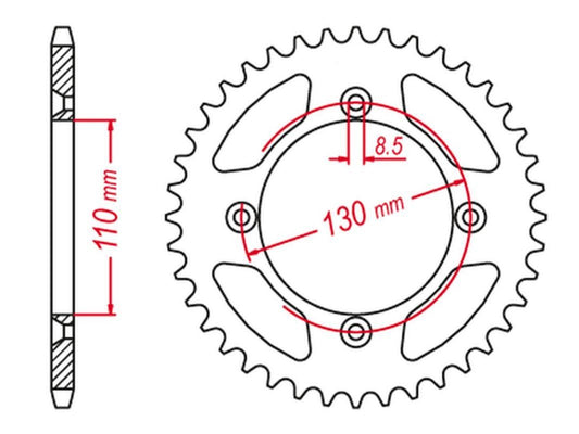REAR SPROCKET ALUMINUM T7075 (ERGAL) BLACK COLOR 249 56 (JTR217.56) (CHAIN 428) CR 80/85 96-07, HONDA