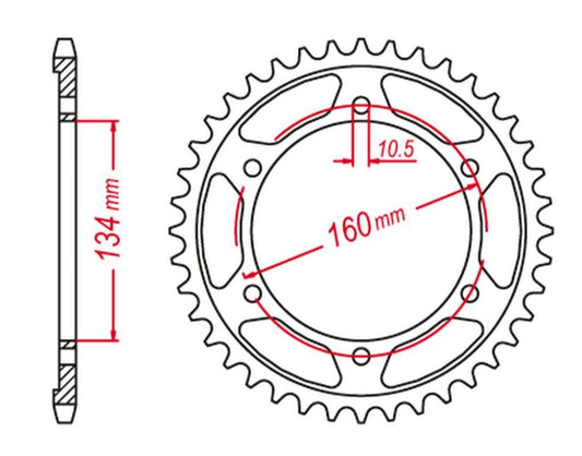 REAR SPROCKET ULTRALIGHT HARDENED 4405 46 C45 CBR 600F SPORT 01-02, CBR 600 F4I 01-06 (JTR1307.46), HONDA