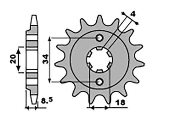 FRONT SPROCKET 2046 14 CB/CBX/CM/CMX 250 83-16, CA 125 95-01 (204614JT) (CHAIN 520), HONDA