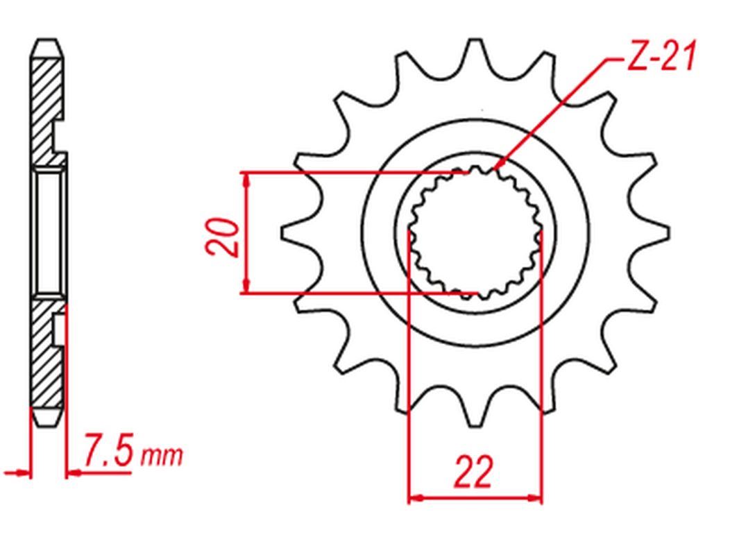 FRONT SPROCKET 2120 11 (-3), CRF 250X 04-17 (-2), CRF 250R 04-17 (-2), CR 125R 04-07 (JTF1323.11), HONDA
