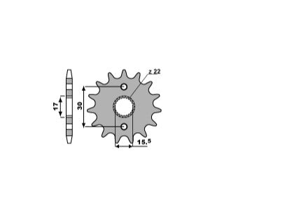 FRONT SPROCKET 332M 14 (CHAIN 428), CR 80/85, HONDA