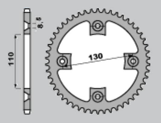 REAR SPROCKET ALUMINUM T7075 (ERGAL) RED COLOR 4306 49 (CHAIN 420) CR80/85 85-07, HONDA