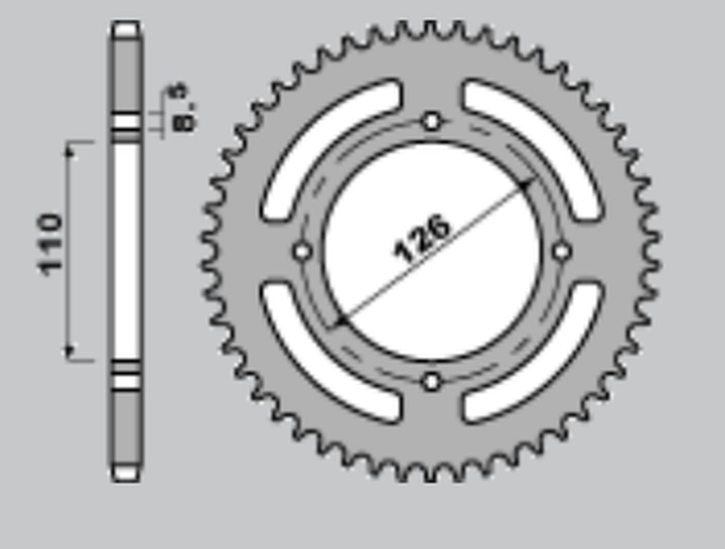 REAR SPROCKET ALUMINUM T7075 (ERGAL) BLACK COLOR 4418 52 KX65 00-20, RM 65 03-04, KAWASAKI/SUZUKI