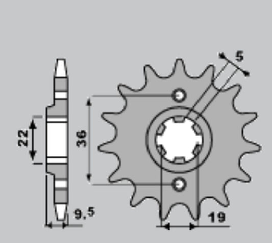 FRONT SPROCKET 337 12 TRX 300EX 93-07, TRX 250R 83-92, CR500 84-85, CR 250 82-85 (JTF337.12), HONDA