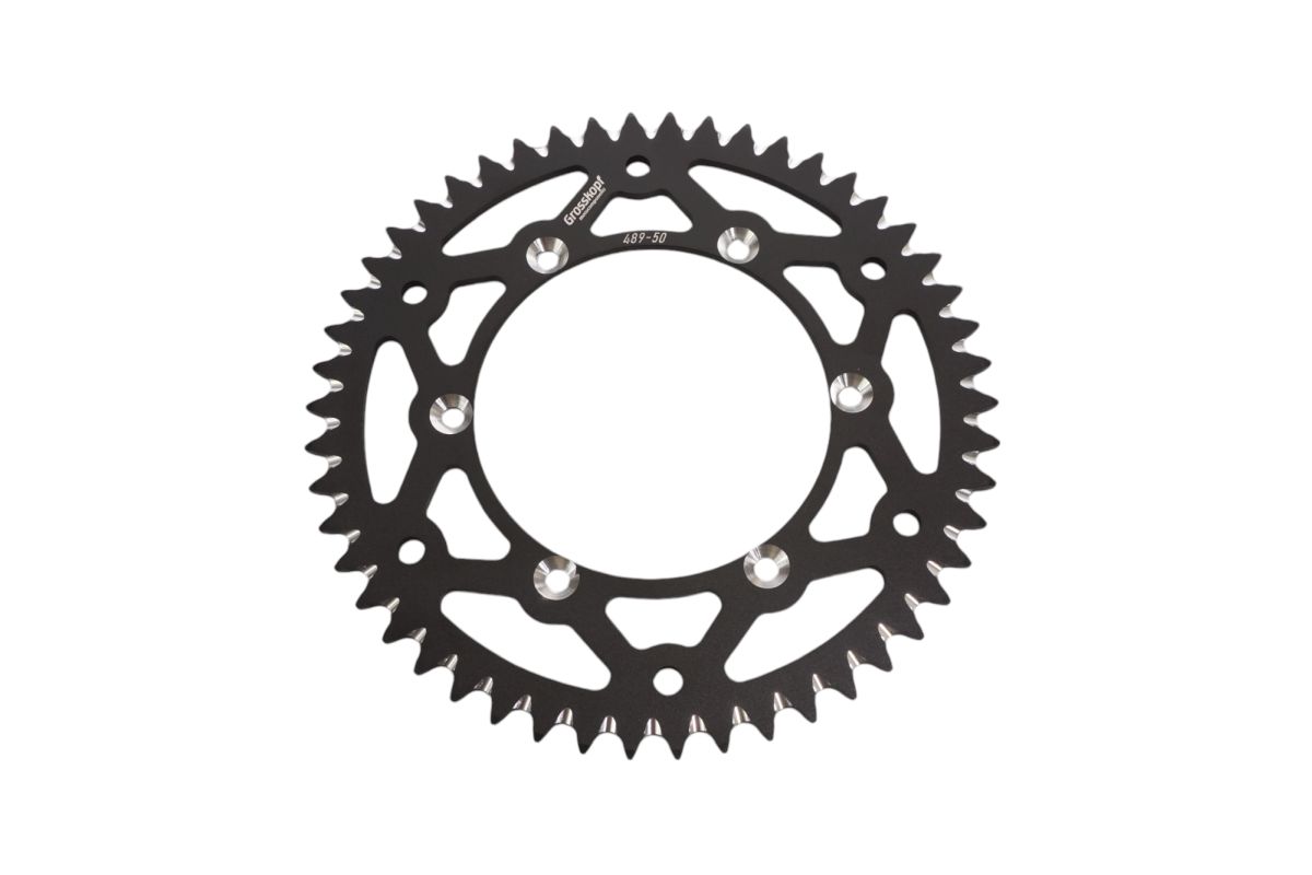 REAR SPROCKET ALUMINUM T7075 (ERGAL) 489 49 (JTR460.49) KX/KXF 83-24, RMZ 04-06 BLACK COLOR, KAWASAKI/SUZUKI