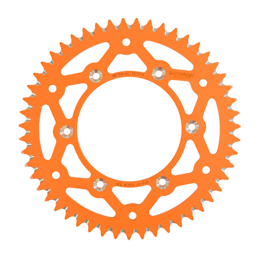 REAR SPROCKET ALUMINUM T7075 (ERGAL) 899 51 (JTA897.51) (CHAIN 520) KTM/HUSQVARNA/HUSABERG ORANGE COLOR