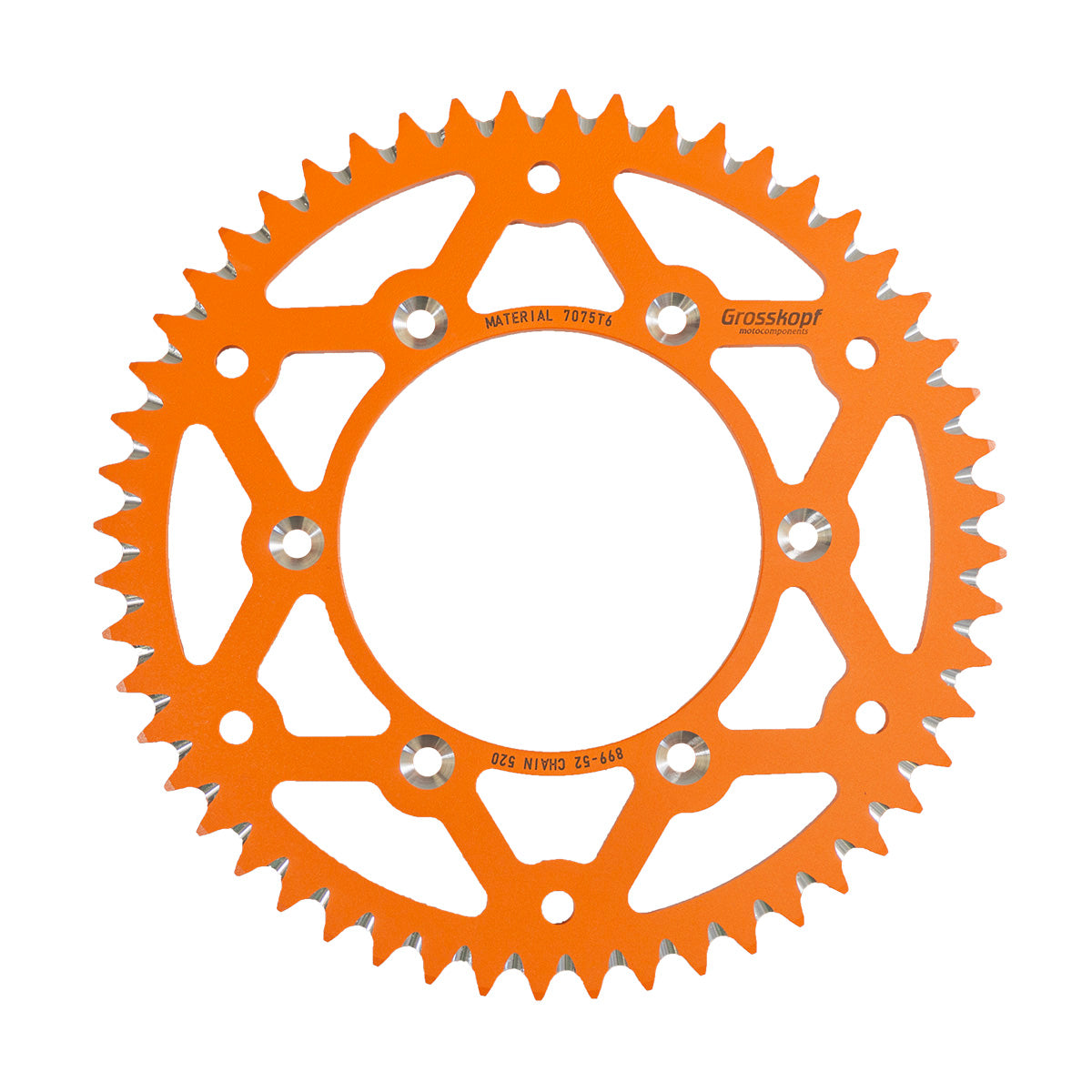 REAR SPROCKET ALUMINUM T7075 (ERGAL) 899 52 (JTA897.52) (CHAIN 520) KTM/HUSQVARNA/HUSABERG ORANGE COLOR