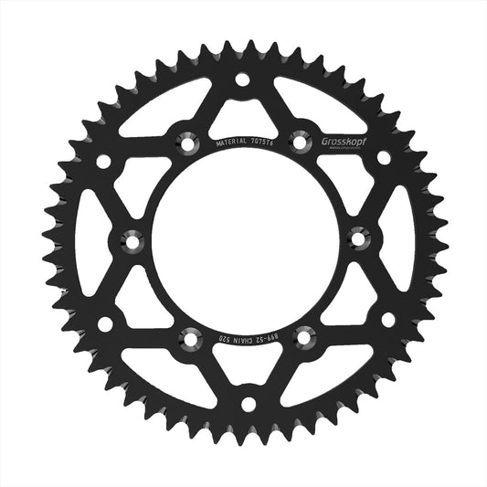 REAR SPROCKET ALUMINIUM T7075 (ERGAL) BLACK COLOR 899 52 (89952) HUSABERG TE/FE 11-14, GAS GAS EC 300 20-25, HUSQVARNA TC/TE/FC/TX/FC/FE 14-25, KTM SX/SXF/SX-F/EXCF/EXC-F/EXC/LC4/SC/MXC 91-25 (JTA897.52)