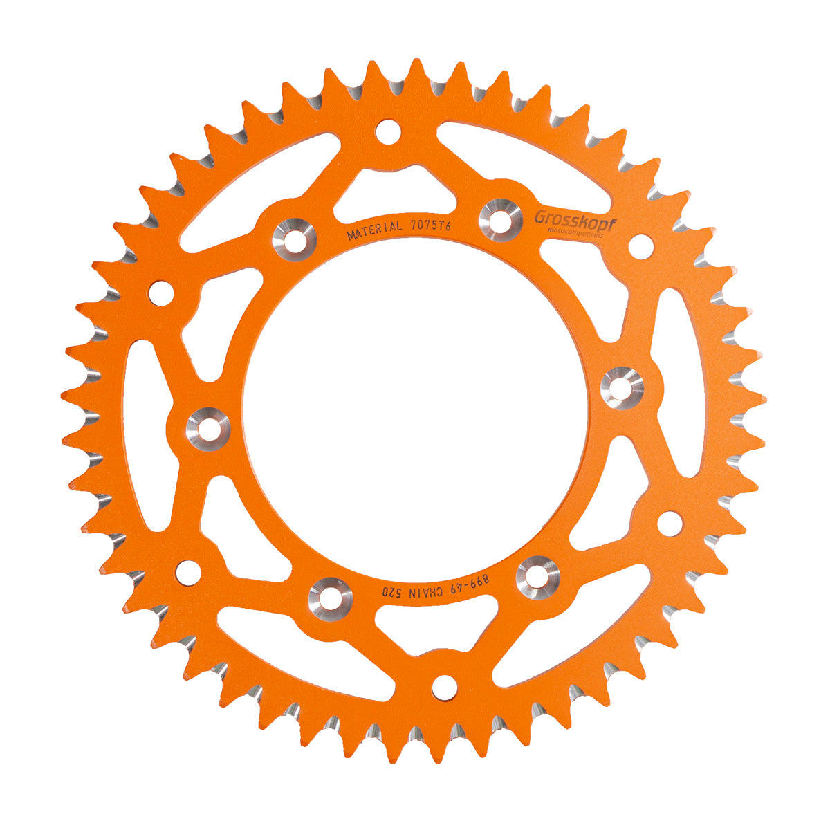 REAR SPROCKET ALUMINUM T7075 (ERGAL) ORANGE COLOR 899 49 (JTA897.49) SX/SXF/SX-F/EXCF/EXC-F/EXC/LC4/SC/MXC 91-25, TC/TE/FC/TX/FE 14-25, EC 300 20-25, TE/FE 11-14, KTM/HUSQVARNA/GAS GAS/HUSABERG