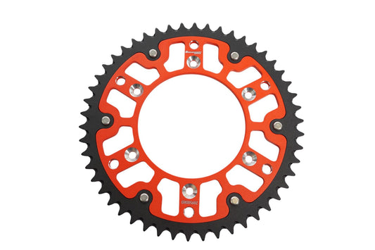 REAR SPROCKET DUAL RING / STEALTH (STEEL-ALUMINUM) 289 49 (JTR210.49) (CHAIN 520) CR/CRF 83-25, RR 13-25 RED COLOR, HONDA/BETA
