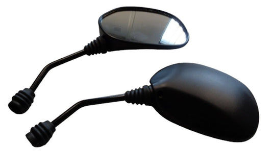 UNIVERSAL OVAL MIRROR SET RIGHT AND LEFT (SET) THREAD M8 HONDA BLACK COLOR