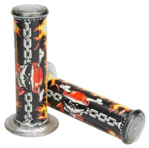 GRIPS 01684-RA (120 MM/22 MM) WITHOUT HOLE SKULL BLACK/YELLOW/RED COLOR 