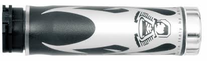 GRIPS 02601-AG FLAMES END CHROME (130 MM/25 MM) WITHOUT HOLE GRAY/BLACK COLOR 