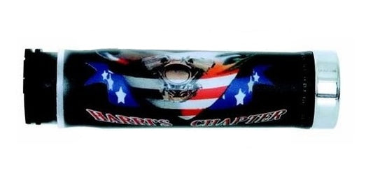 GRIPS 02601-HC USA FLAG END CHROME (130 MM/22 MM) WITHOUT HOLE BLACK/RED/BLUE COLOR 