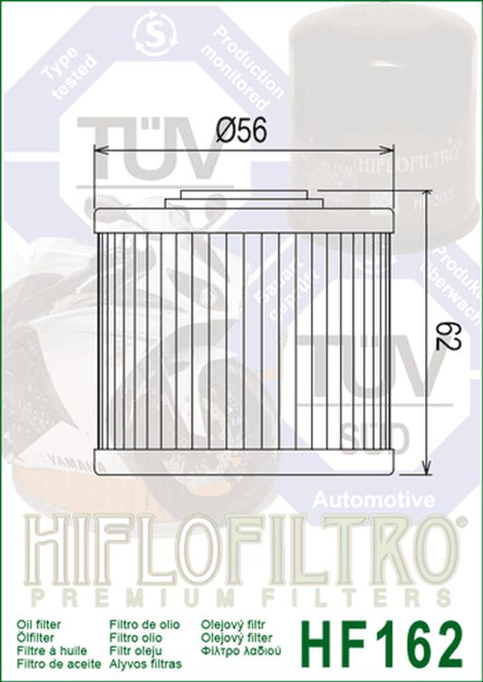 Oil filter HF 162 BMW R 1300 GS '22-'24 (OEM: 11427105320)