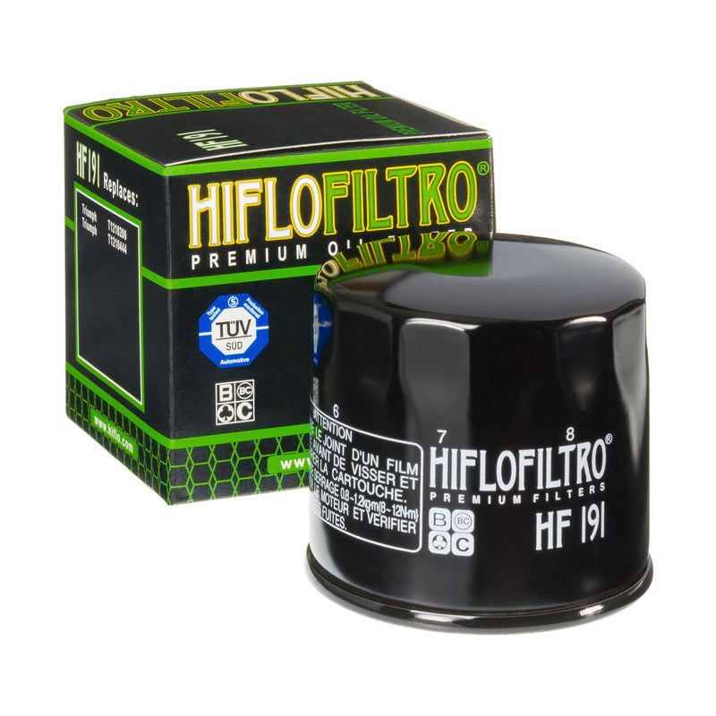 Oil filter HF 191 TRIUMPH BONNEVILLE 800 '01-'04, DAYTONA 955 '99-'04, SPEED TRIPLE / SPRINT 955 '01-'04, TIGER 955 '01-'04, BENELLI BN 302 '15-'20, TRK 502 '17-'23, LEONCIO 500 '16-'23, BN 600 '14-'16 (OEM: T1210200 260146090010) 