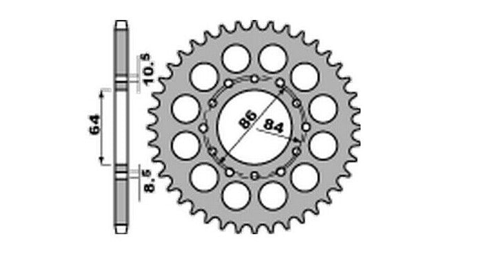 REAR SPROCKET 814 42 SUZUKI GT380, GS400 77-78, GS450 84-87 (CHAIN 530)(81442JT)