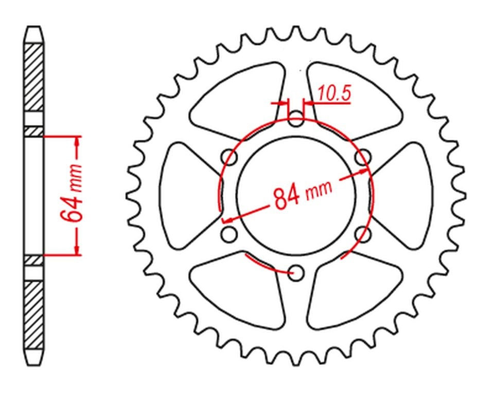 REAR SPROCKET 814 43 SUZUKI GS400LT 81, GSX400 81-85 (CHAIN 530)(81443JT)