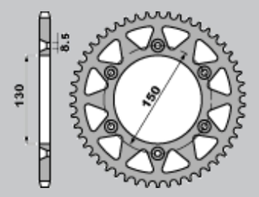 REAR SPROCKET ALUMINUM T7075 (ERGAL) 270 51 YAMAHA YZ/YZF 99-24, WRF 01-24 (CHAIN 520)(JTR251.51) COLOR GOLD