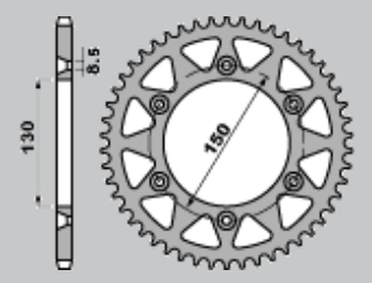 REAR SPROCKET ALUMINUM T7075 (ERGAL) 270 51 YAMAHA YZ/YZF 99-24, WRF 01-24 (CHAIN 520)(JTR251.51) COLOR GOLD