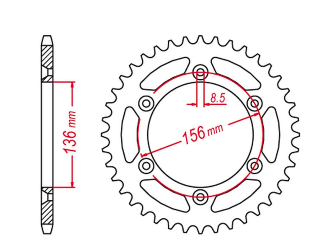 REAR SPROCKET ALUMINUM T7075 (ERGAL) 820 48 HUSQVARNA CR/WR/TE/TC 90-13, BETA RR 05-12 (CHAIN 520)(JTR822.48) COLOR SILVER