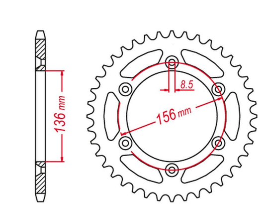 REAR SPROCKET ALUMINUM T7075 (ERGAL) 820 48 HUSQVARNA CR/WR/TE/TC 90-13, BETA RR 05-12 (CHAIN 520)(JTR822.48) COLOR SILVER