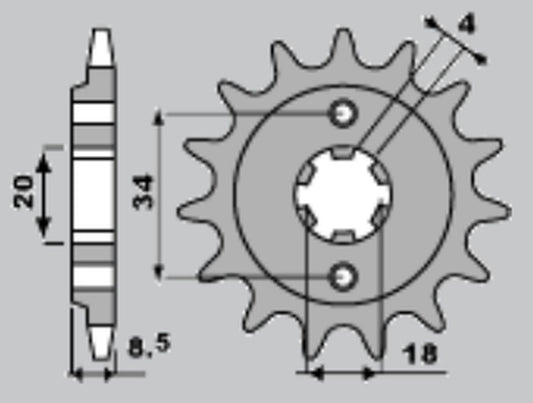 FRONT SPROCKET 2046 14 HONDA CMX250 87-05 (JTF270.14) (CHAIN 520) (204614JT)