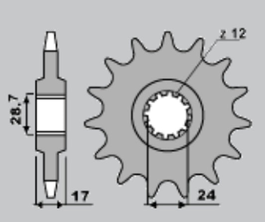 FRONT SPROCKET 2073 14 HONDA CBF600 04-07, CBR600F 97-98, HORNET 600 (137114JT)