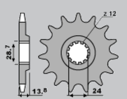 FRONT SPROCKET 2077 17 KAWASAKI ZRX1100/1200 97-06 (CHAIN 530) (207717JT)