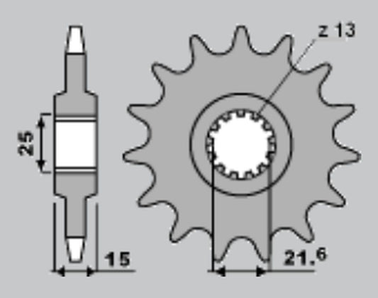 FRONT SPROCKET 2082 15 TRIUMPH, ZX6R 95-97