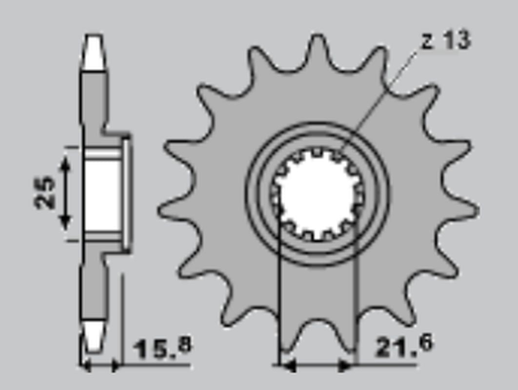 FRONT SPROCKET 2093 14 KAWASAKI ZX6R 98-02 (-1) (153514JT)