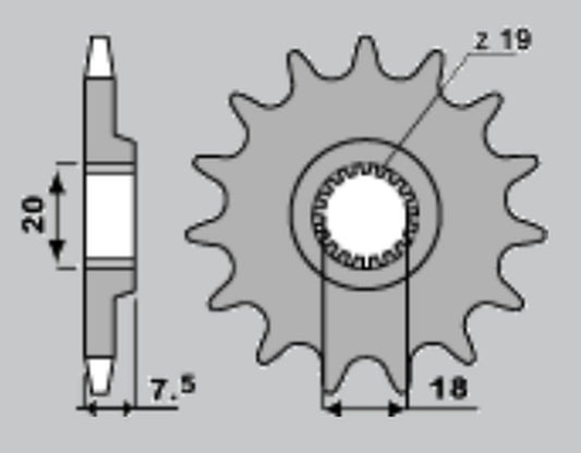 FRONT SPROCKET 340 13 HONDA CR 125 87-03 (JTF326.13)
