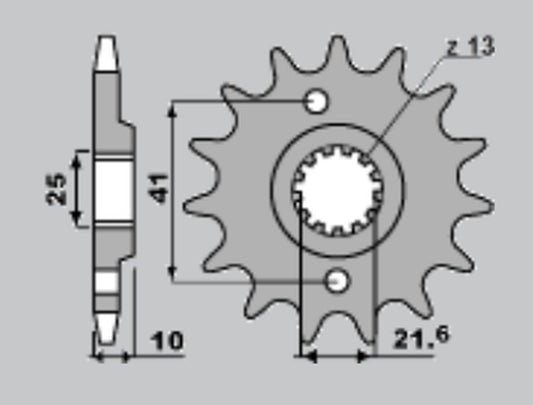 FRONT SPROCKET 345 14 HONDA NX650 91-01, YAMAHA XT660 (30814JTF)(-1)