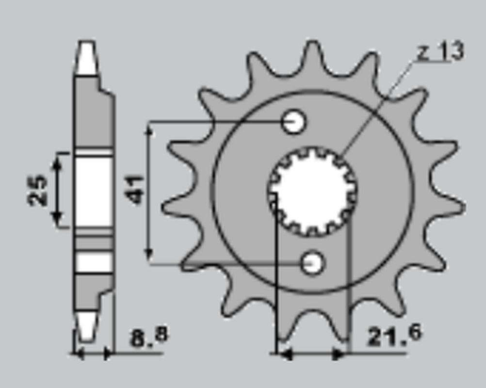 FRONT SPROCKET 350 13 POLARIS 500, HONDA XR 600R 91-00 (JTF1309.14)