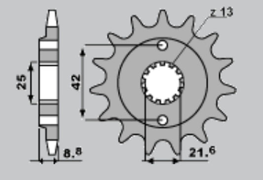 FRONT SPROCKET 525 15 KAWASAKI GPZ 500S(-1), ZXR 400 88-02, KLE 500 91-96(-1)(JTF512.15)(CHAIN 520)