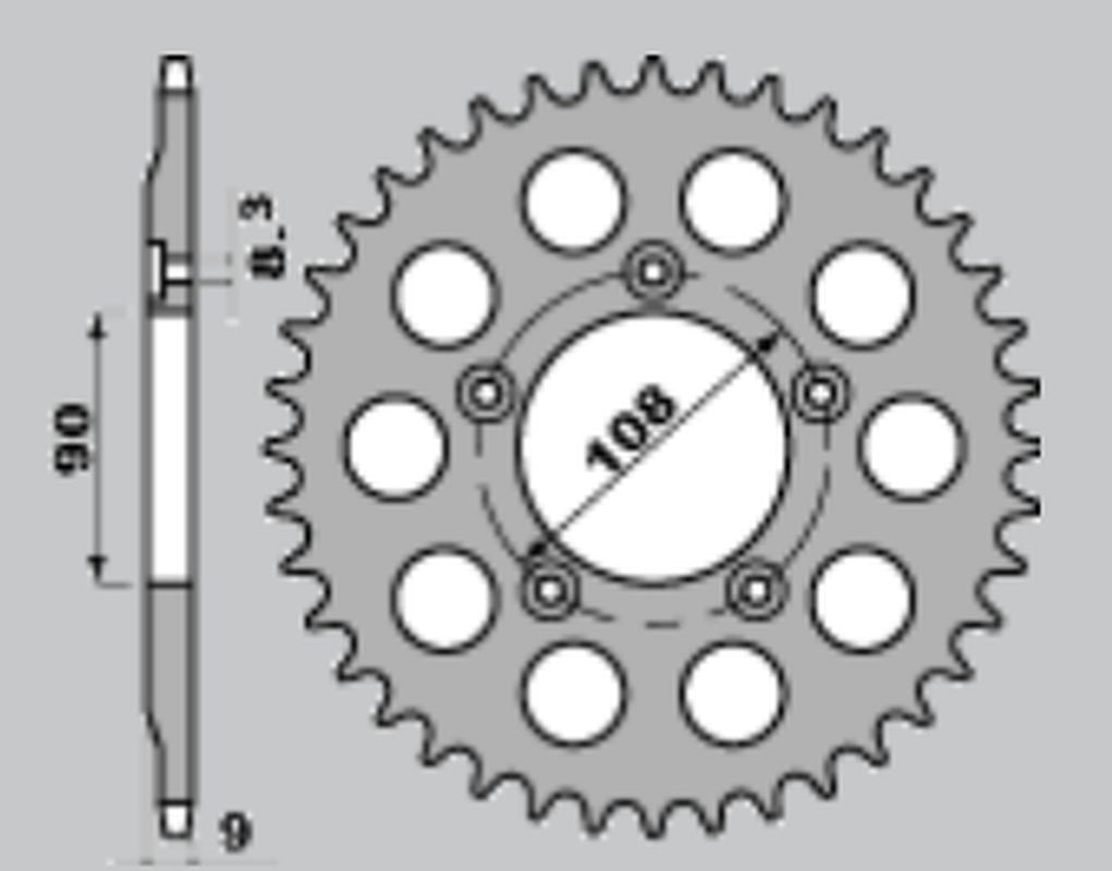REAR SPROCKET 1026 38 DUCATI 750 PASO 86-90, 906 PASO 90-93