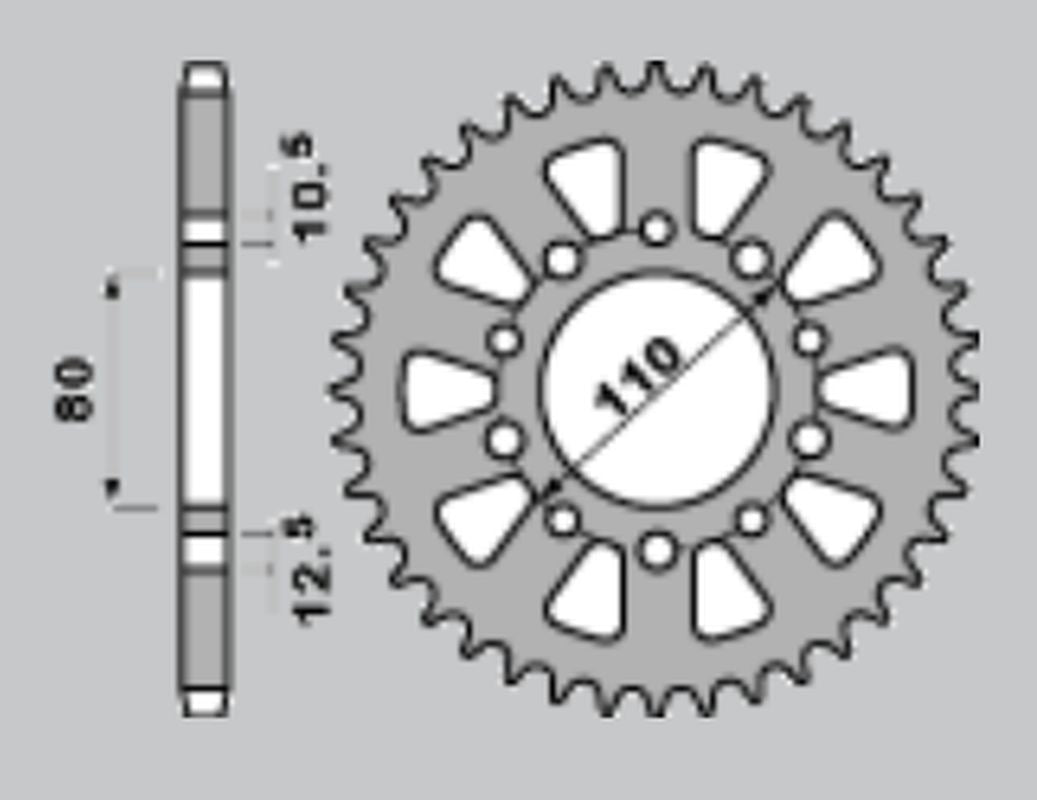 REAR SPROCKET 334 45 HONDA CBX550F 82-86, CBX750F 84-86 (JTR1334.45)