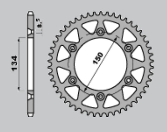 REAR SPROCKET 489 42 KAWASAKI KX125/250/500 84-08, KDX200 84-06, KDX220 97-05, KDX250 91-96, KLX250 93-20, KLX300 97-10, KXF250 04-22, KXF450 06-22 (JTR460.42)