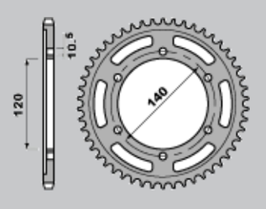 REAR SPROCKET 498 42 KAWASAKI ZZR600 90-06, VN800 VULCAN 95-06, TL1000R/S 97-02, GSX1300R HAYABUSA 99-07, GSX-R750 96-97