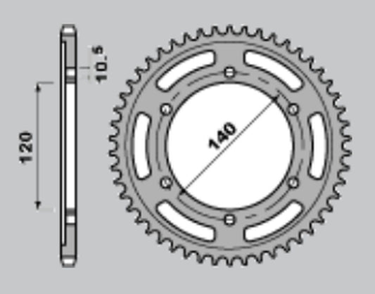 REAR SPROCKET 498 45 KAWASAKI ZZR600 90-06, VN800 VULCAN 95-06, TL1000R/S 97-02, GSX1300R HAYABUSA 99-07, GSX-R750 96-97