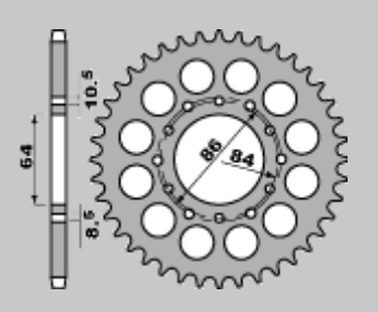 REAR SPROCKET 814 44 SUZUKI GSX400E 81-83