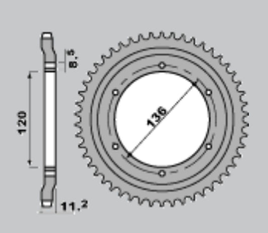 REAR SPROCKET 827 47 YAMAHA TZR125R 91(ITALY)
