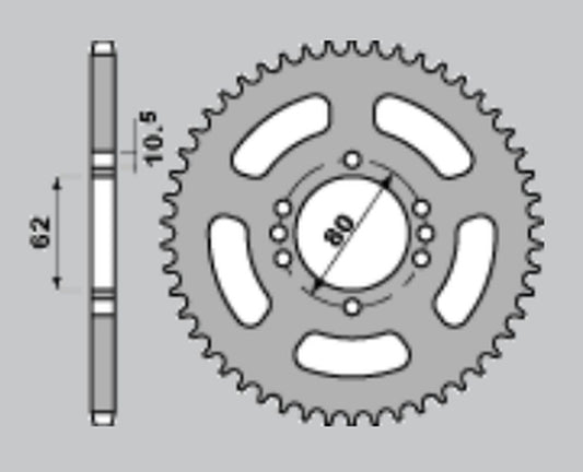REAR SPROCKET 843 48 YAMAHA DT80LC