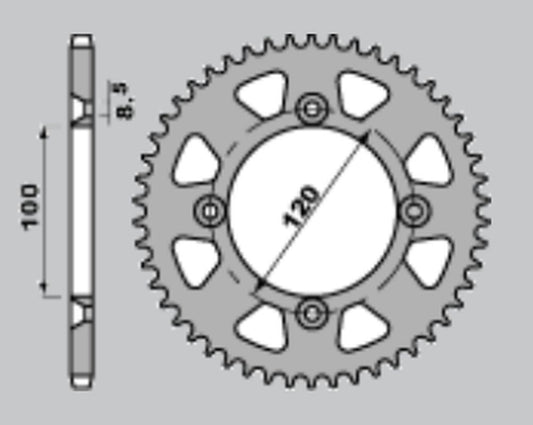 REAR SPROCKET ALUMINUM (ANODIZED) 798 53 SUZUKI RM80 83-01, RM85 02-20, YAMAHA YZ80 93-01, YZ85 02-24 COLOR GOLD