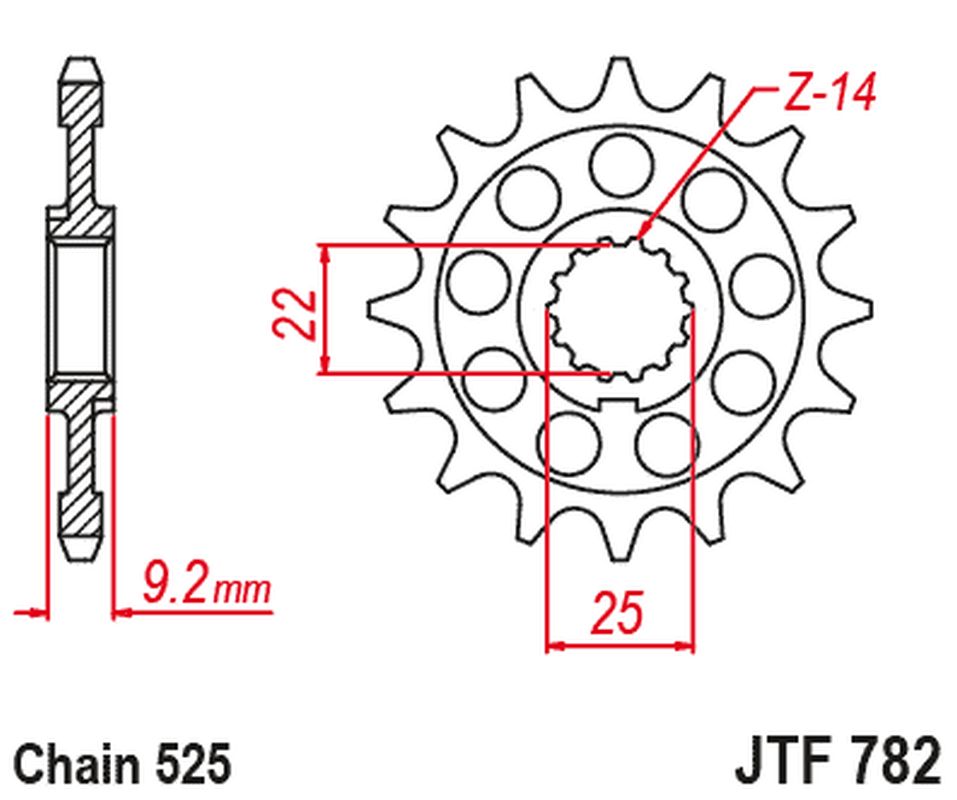 Front Sprocket 2129 16 BENELLI LEONCIO 800 '22-'23, TORNADO 900 '02-'08, TNT 1130 '04-'11, TRE 1130 K '11-'17 (212916JT) (Chain. 525) (OEM: 210186090000)